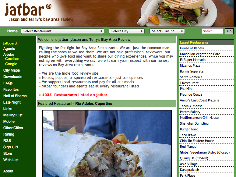 Screenshot of jatbar (courtesy of the Internet Archive)